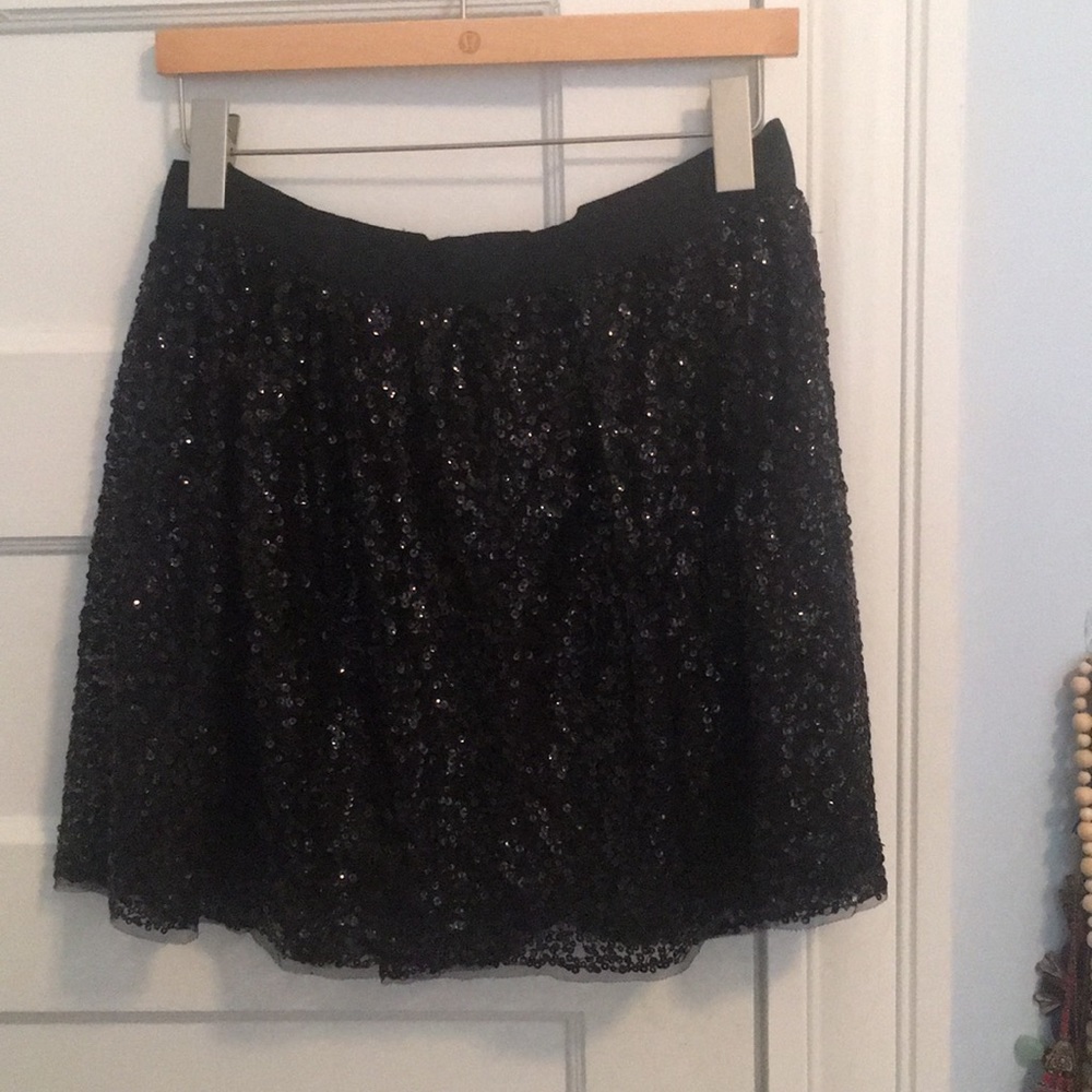 j crew black sequin mini skirt